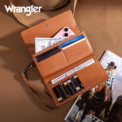 Montana West X Wrangler Tooling Women's Wallets Brown Western Wallet for Women Wallets, Card Cases & Money Organizers Phone Wallet Women Wristlet with Coin Purse WG196-W056BR