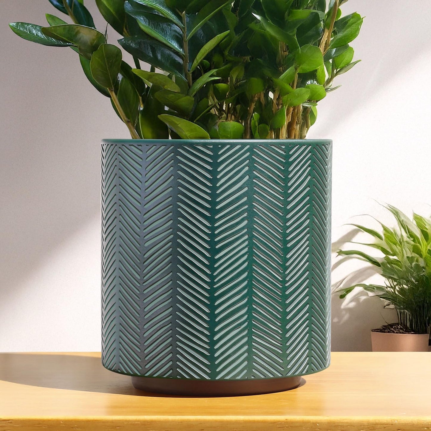 GUGUGO Slash Line Plant Pots, Boho Modern Geometric Planters Pots for Indoor Plants, Cute Unique Flower Pot with Drainage, Eclectic Colorful Small Succulent Planter Funky Gardening Pot Gifts, Green