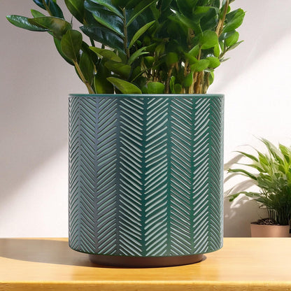 GUGUGO Slash Line Plant Pots, Boho Modern Geometric Planters Pots for Indoor Plants, Cute Unique Flower Pot with Drainage, Eclectic Colorful Small Succulent Planter Funky Gardening Pot Gifts, Green