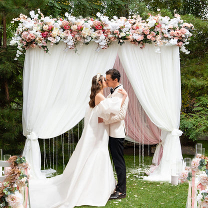 Fomcet 8FT x 8FT Backdrop Stand Heavy Duty with Base, Black Portable Adjustable Pipe and Drape Backdrop Stand Kit, Square Metal Arch Party Frame for Wedding Birthday Parties Banquet Decorations