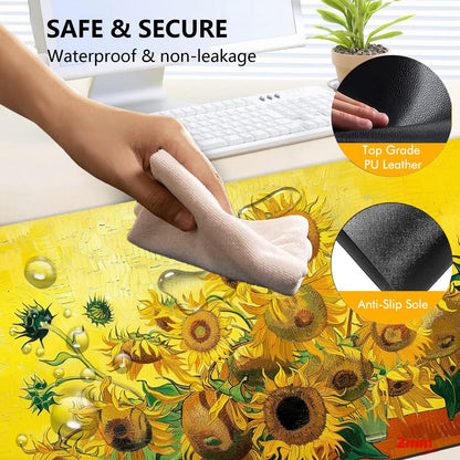 Heated Mouse Pad with 3 Levels Heated & 3 Hours Auto Shut-Off Mouse Pad for Warming Hands in Office Home, 31.5" x 13"Large Safe Desk Mat Hand Warmer，Sunflowers
