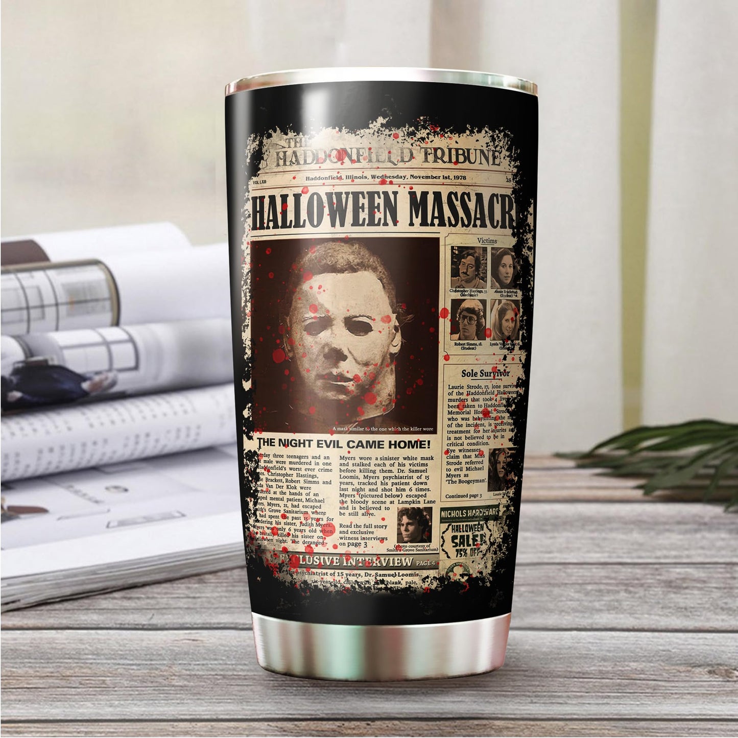 MARSANA Horror Tumbler - 20oz Stainless Steel Halloween Cup - Horror Mug - Gift for Adults