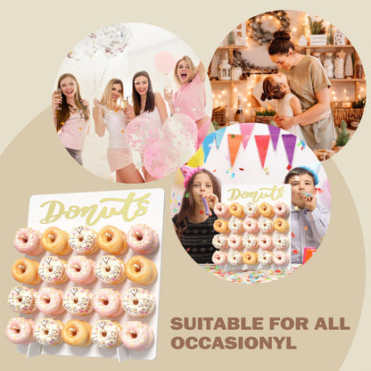 CORTNK Wooden Donut Wall Display Stand, 2PCS Holder for 40 Doughnuts, Board for Grow Up Party, Birthday, Wedding, Baby Shower, Party Decorations (White)