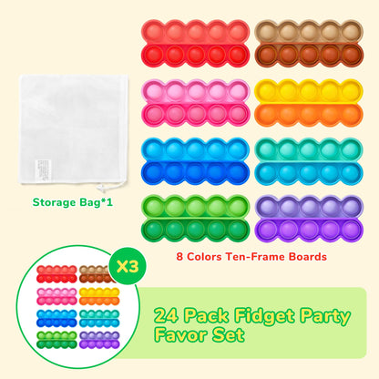JoyCat 24 Pack Pop Fidget Party Favors for Kids, Bulk Sensory Toys for Classroom Prizes, Goodie Bag Stuffers, Treasure Box Toys, Travel Toys and Stocking Stuffers