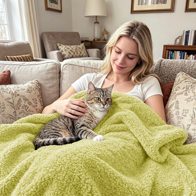 Exclusivo Mezcla Fleece Bed Blankets Queen Size, Ultra Soft, Lightweight and Fuzzy Light Green Blanket for Women, Home Decor, 90x90 Inches