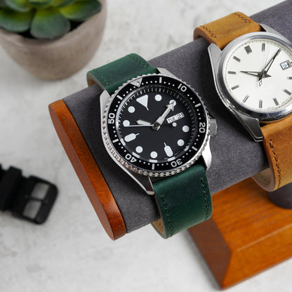 Benchmark 20mm Green Leather Watch Band - Quick Release Crazy Horse Leather Watch Strap - 20mm Leather Watch Band (20mm, Green)
