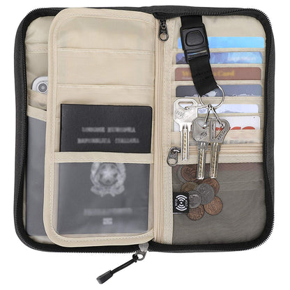 ZOPPEN Rfid Passport Holder Travel Wallet Family Documents Organizer Travel Accessories for 6 Passport, #01 Black