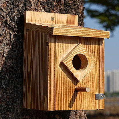 Waterproof Wooden Blue Bird House, Weather Treated Bluebird Box Houses for Outdoors, Nesting Box for Wrens, Swallows, Finches, Chickadee