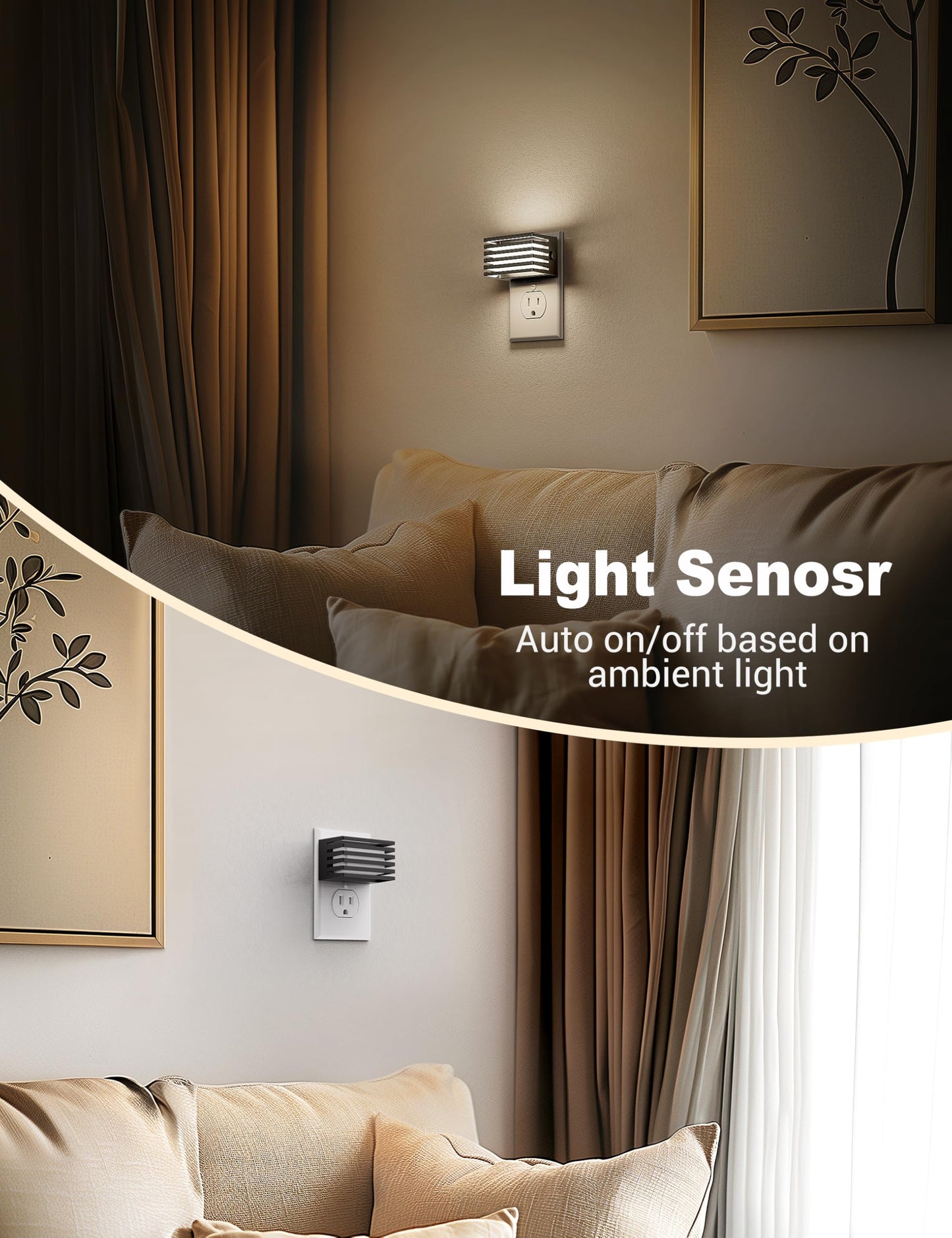 JandCase LED Night Light, [2 Pack] Night Lights Plug into Wall with Dusk to Dawn Sensor, Dimmable Plug in Night Light, Adjustable Brightness, 3000K Soft White Nightlight for Bedroom Bathroom Hallway
