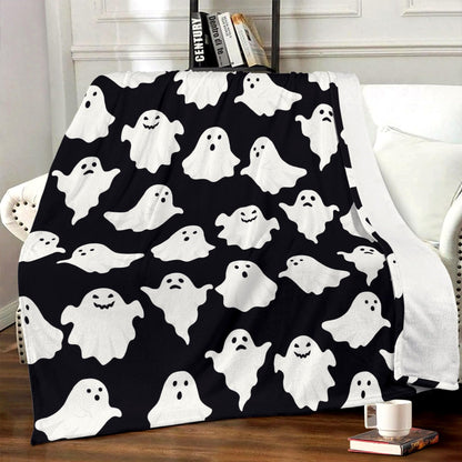 Halloween Ghost Throw Blanket Cute Funny Ghosts Blanket Soft Cozy Fuzzy Flannel Throw Blankets for Couch Bed Sofa Halloween Spooky Living Room Decor Boys Girls Blankets Gifts for All Season 50x60 Inch