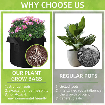 Cskunxia 40-Pack 3 Gallons Grow Bags, Non-Woven Fabric Pots Plant Bags, Plant Grow Bags with Handles, Garden Plant Bags for Potatoes, Carrots, Tomatoes and Other Vegetable,Fruits