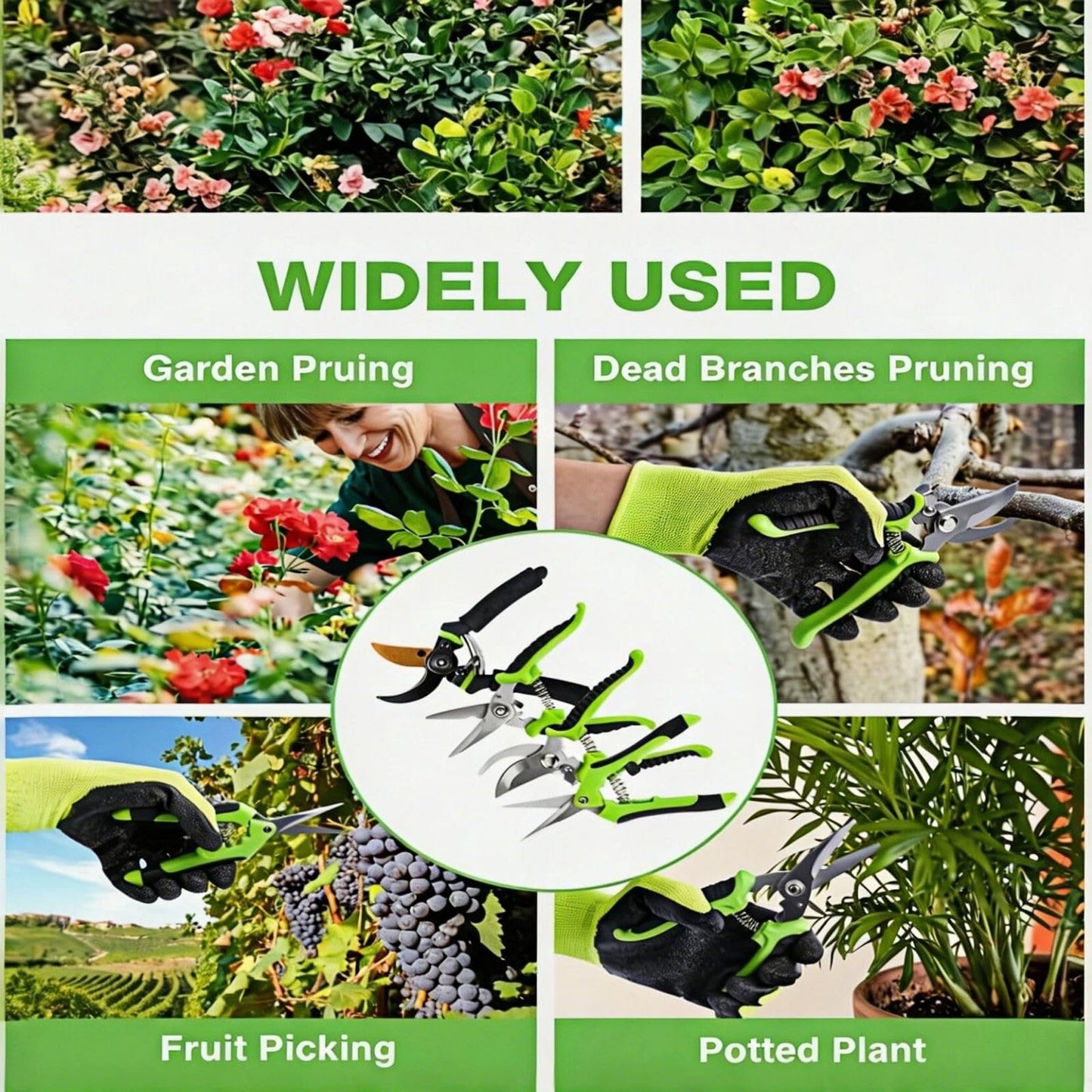 AUDCALIGHT 4-Pack Bypass Pruning Shears, Titanium Steel Blade,With Gardening Gloves,Shears Stainless, Ergonomic Hand Pruning Shears for Trees, Plants (Shears Gardening Tool Kit)