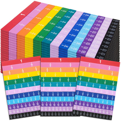 Sayglossy 20 Set Fraction Tiles Set for Math Classroom Rainbow Color Manipulatives Montessori Math Materials for Maths Classroom School Learning Educational Supplies