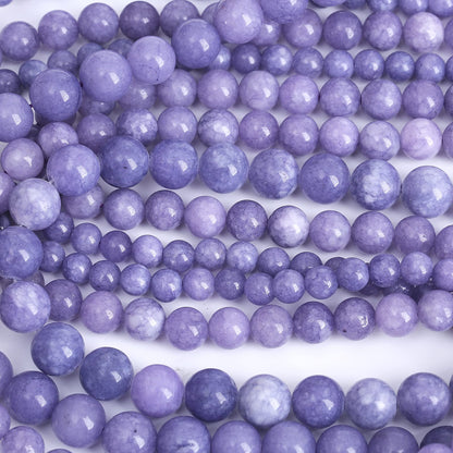Lavender Purple Chalcedony Natural Stone Beads Gems Round Loose Beads Jewelry Making DIY Bracelet Necklace Accessory 1 Strand 36PCS 10MM 15"
