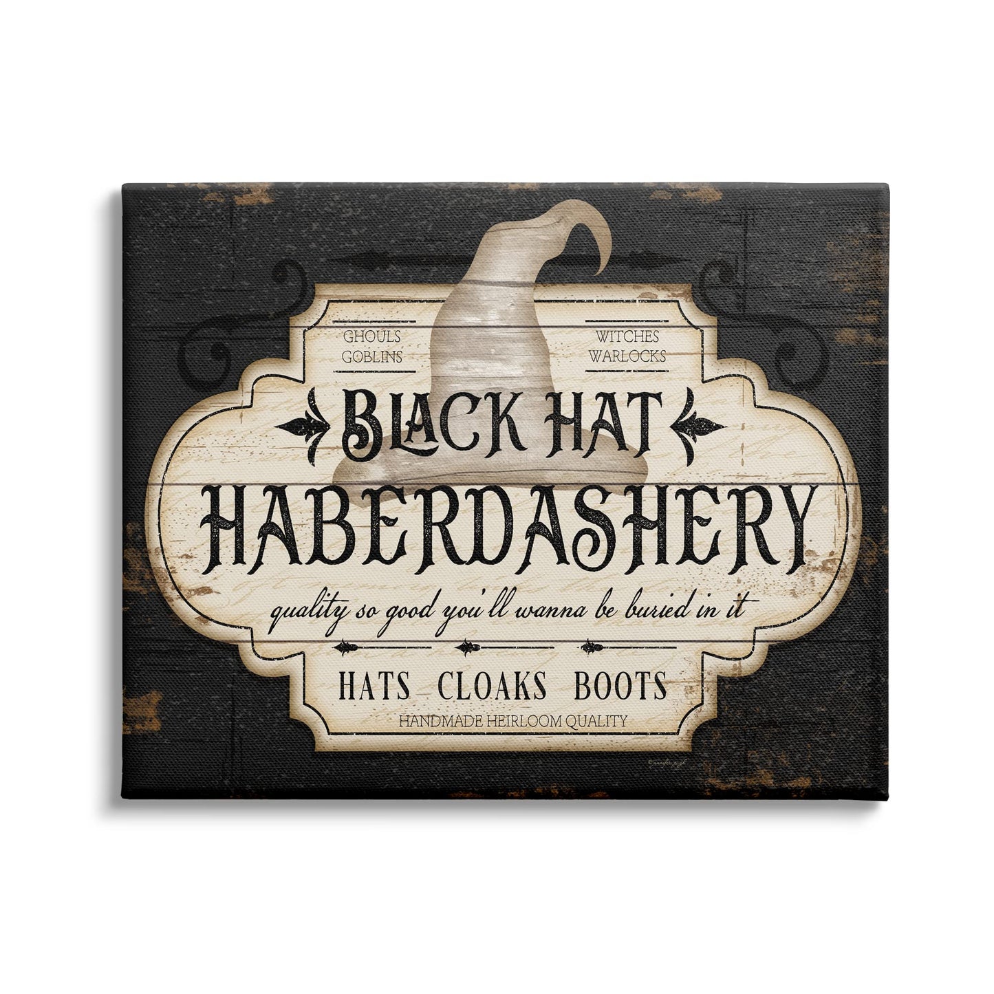 Stupell Industries Black Hat Haberdashery Halloween Sign Spooky Heirloom Quality