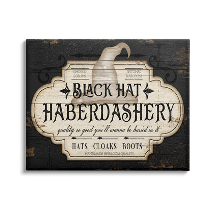 Stupell Industries Black Hat Haberdashery Halloween Sign Spooky Heirloom Quality