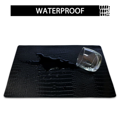 Set of 4 Faux Leather Placemats, PU Table Mats, Waterproof, Stain Resistant, Heat Resistant, Easy to Clean for Kitchen Dining Table,Conference Table