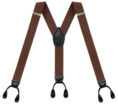 AmazingSky Men's 2" Wide Y-Back Adjustable Elastic Button End Suspenders,Tuxedo Braces for big and tall with 52" Length,Camel