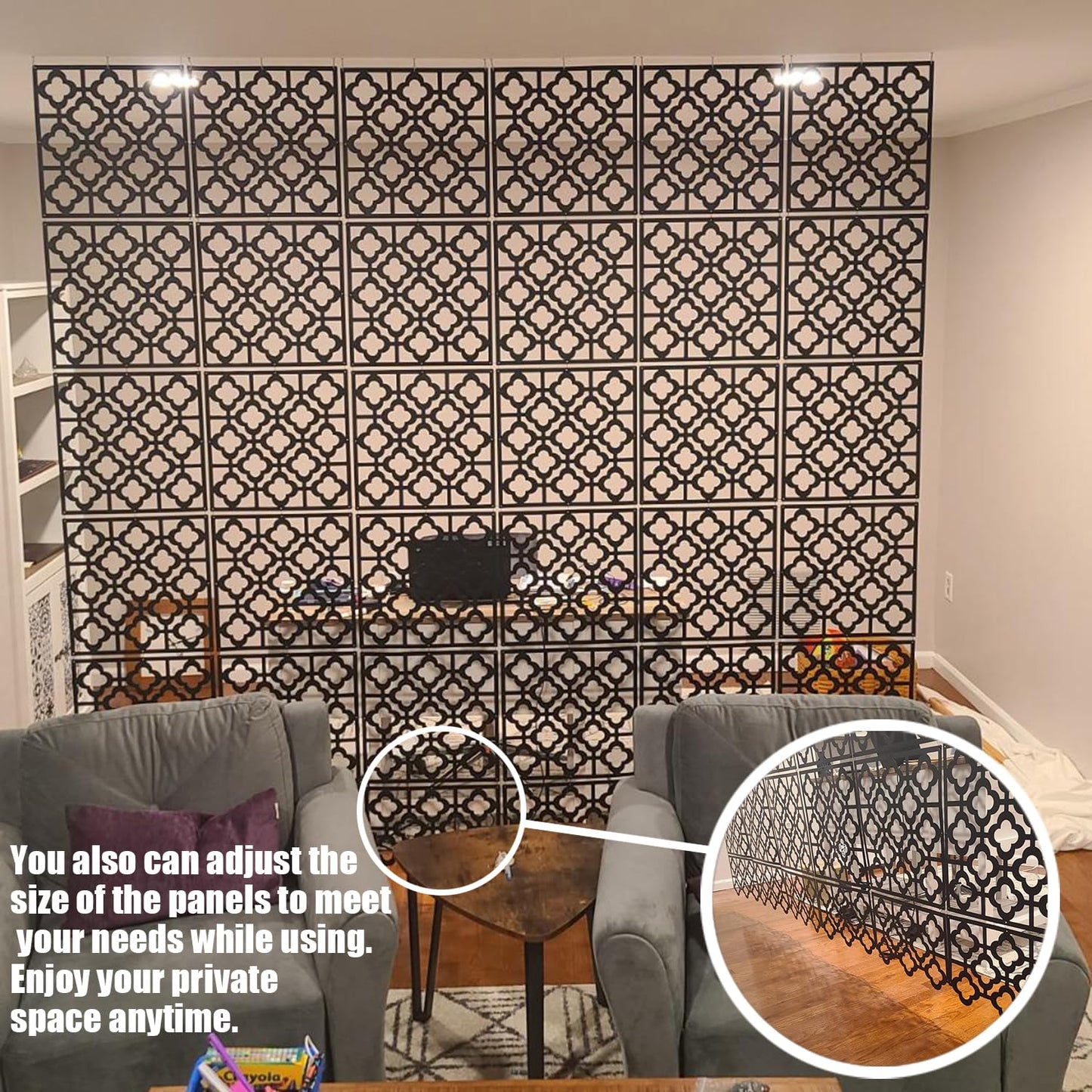 Stepstall 12 Pcs PVC Hanging Room Divider,Thick Decorative Flower Design Room Divider Partitions Panel Screen for Decorating Bedroom Dining Kitchen Office Studio Restaurant Hotel Decor