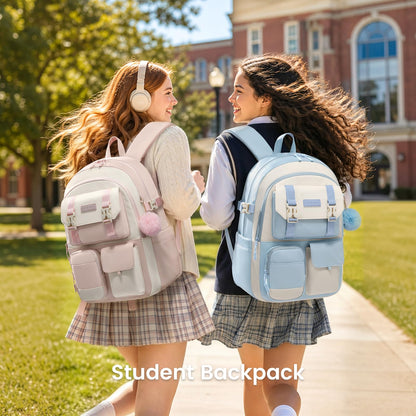 LOVEVOOK School Backpack for Teen Girls,Student Backpack Purse for 8-16 Teenage,Cute Kid Bookbag with Large Cup Holder,Back to School Backpack Fit 15.6 Inch Laptop,College Travel Bag for Daughter Gift