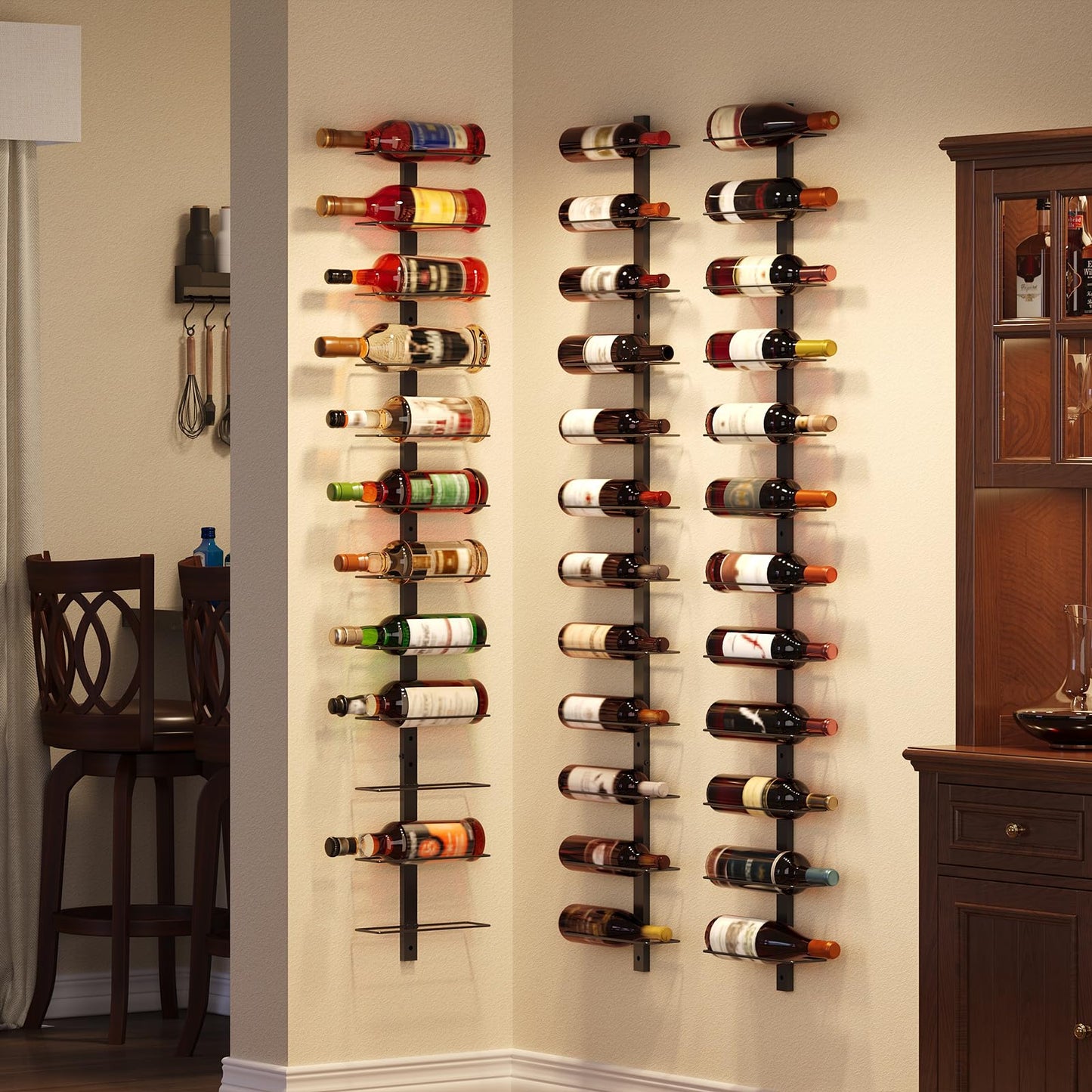 X-cosrack 12 Bottle Wall-Mounted Wine Rack, Detachable Storage Organizer Used as One or Four, DIY Wall Hanging Bottle Holder, for Dining Room, Bar, Wine Cellar