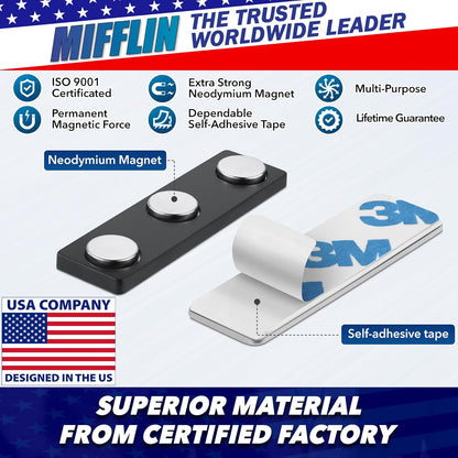 Mifflin-USA - Name Tag Magnets - 500 Pack, 1.75 x 0.5 Inches - Premium ID Badge Holder with 3 Extra Strong Neodymium Magnets