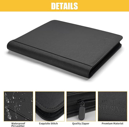 Toploader Binder,Toploader Hard Cases, 9-Pocket Pages Sleeves Hold up 288 Cards.Toploader Card Binder with Sleeves for “3×4” rigid，Card Holder(black)