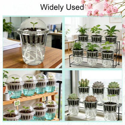 Niiiice 24 Pack 4 inch 360 ML Clear Self Watering Plant Pots, Transparent Plant Germination Nursery Pot, Seed Starting Container for Indoor Outdoor Planting Seedling