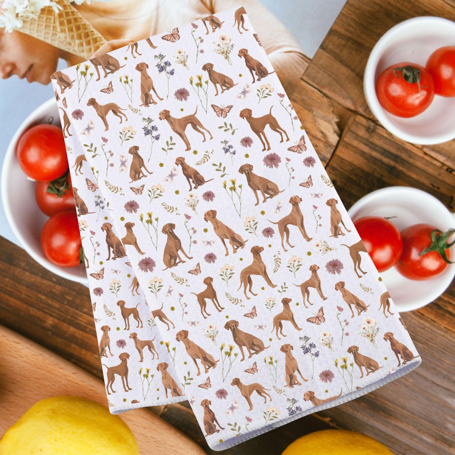 JNIAP Vizsla Dog Kitchen Towels Vizsla Lover Gift Vizsla Mom Gift Vizsla Owner Gift Hungarian Vizsla Dish Towels (Soil thindog kt)