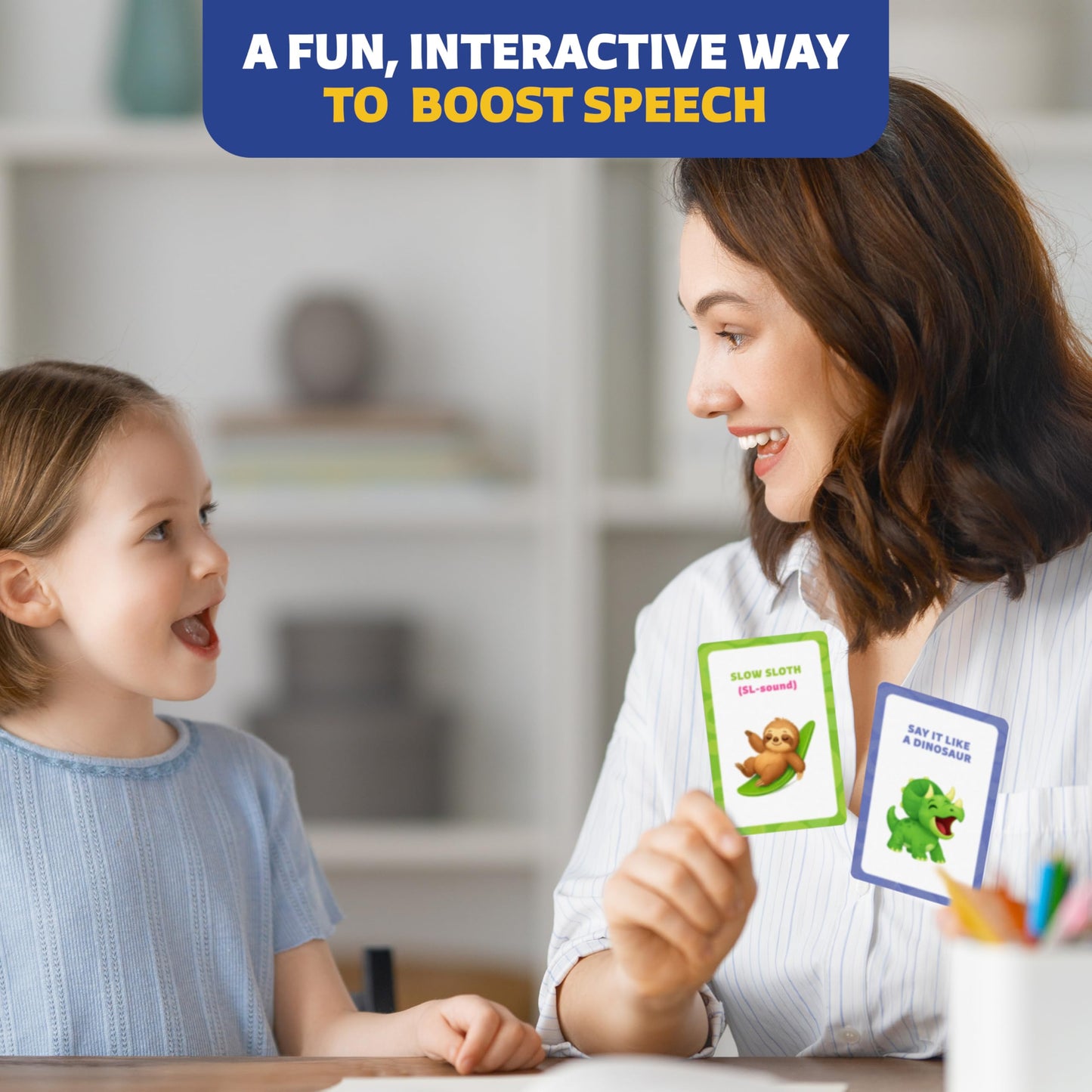 Clever Fox Play 3-in-1 Speech Therapy Flash Cards for 3+ Year Olds – Toddler Learning Flash Cards for Speech Therapy Materials – 45 Articulation, Description & Preposition Cards for Preschool