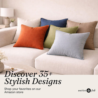 Native Fab Throw Pillow Covers 2 Pack, Premium Quality, 20x20 Inches, 100% Cotton, Bright, Durable, Decorative Halloween Cushion Cases, Perfect for Sofa, Couch, Living Room, Modern Home Decor, Orange