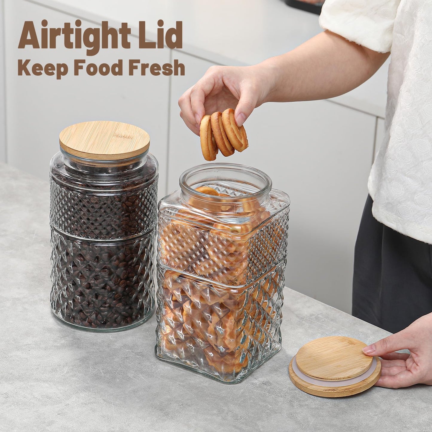 Galazzz 90 OZ | 2600ml Large Glass Jar with Airtight lid | Glass Container | Storage Containers for Cookie Candy