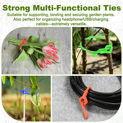 M METERXITY 12-Pack Adjustable Plant Ties, 10inch/25.4cm Silicone Flexible Multi-Function Sturdy Garden Twist Tie for Plant Support/Tree/Shrub/Vine, Reusable Support Twine [Orange]