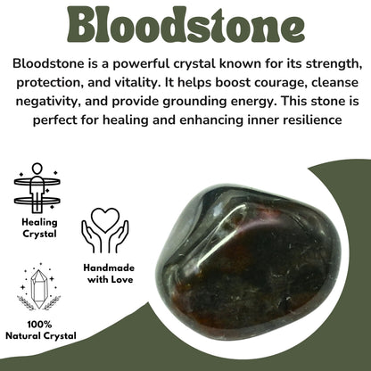 Amazing Gemstone Bloodstone Crystals & Healing Stones Tumbled - 1 oz Bloodstone Stone Gem Stones, Natural Healing Energy Balance, Stress Relief - Premium Polished Gems Rocks for Meditation & Wellness