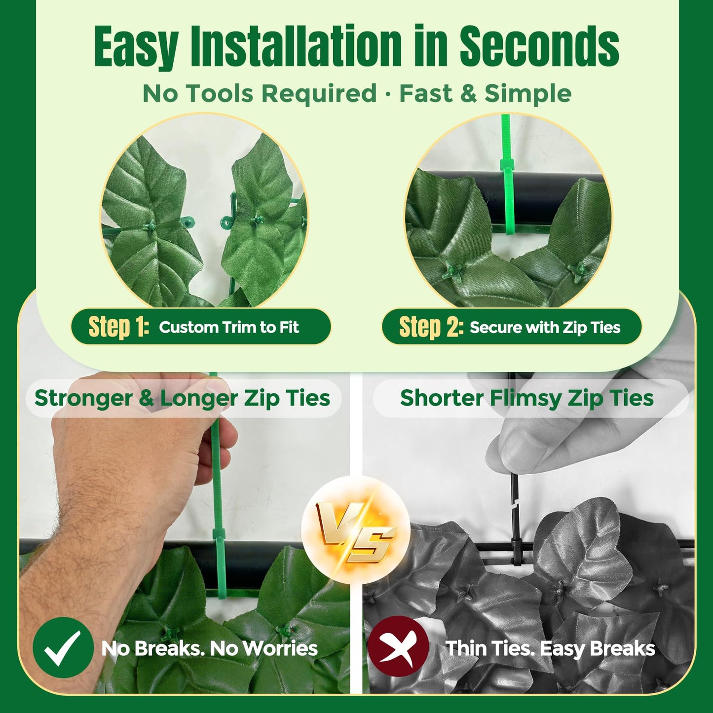 KASZOO Artificial Ivy Privacy Fence Screen - 120x40in Artificial Faux Privacy Fence Panel Artificial Green Wall Balcony Privacy Screen Decoration for Patio, Balcony, Wall, Backyard Indoor Outdoor
