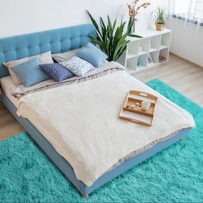 Terrug Blue Fluffy Area Rug for Living Room, 6x9 Ft Tie-Dyed Shag Throw Rugs, Soft Machine Washable Plush Carpet with Non Slip Backing for Girls Kids Room Bedroom Floor Decoration