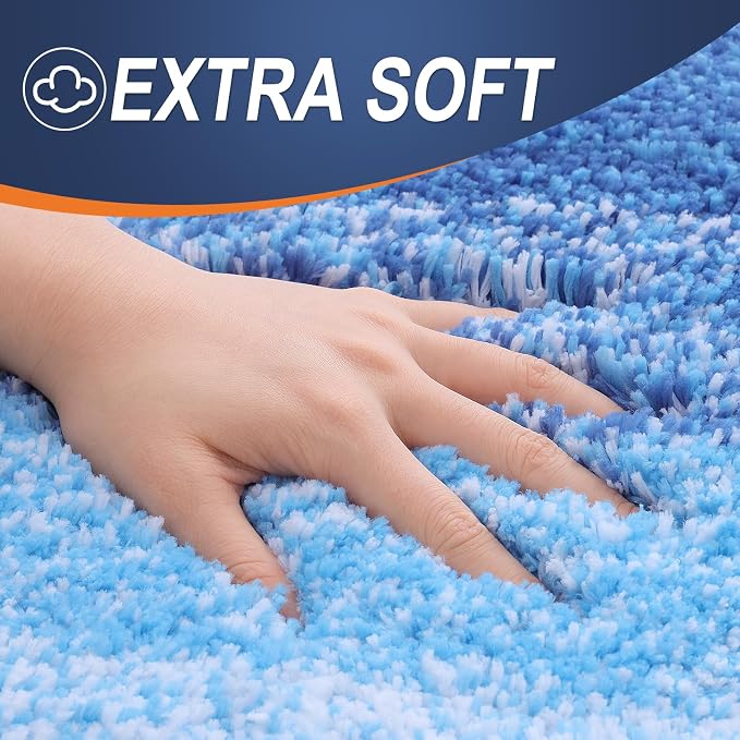 OLANLY Bathroom Runner Rugs Mat 44x24, Extra Soft Absorbent Microfiber Bath Rugs, Rubber Backing, Quick Dry, Long Bath Mats for Bathroom, Tub and Shower, Home Decor Accessories, Light Royal Blue