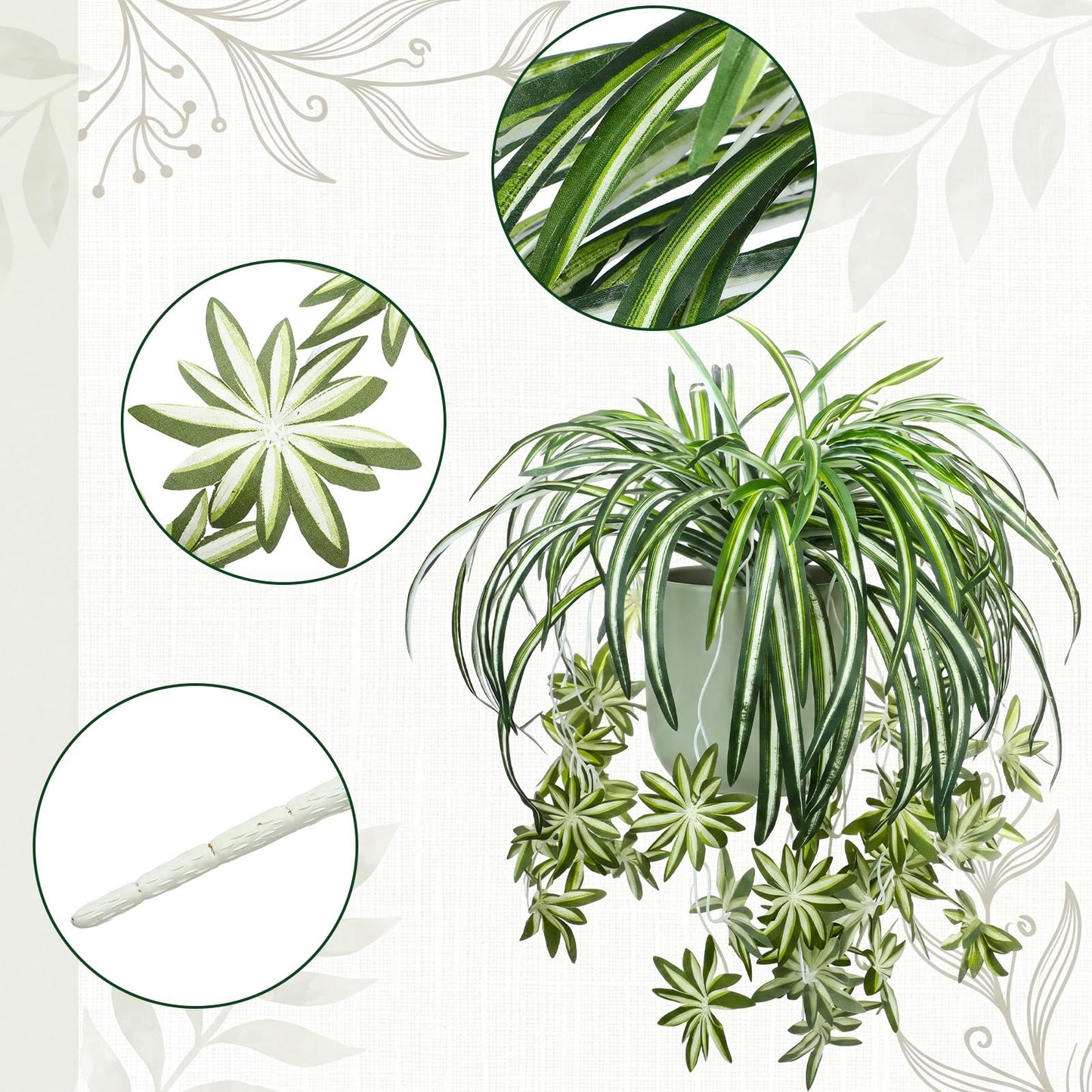 Hotop 12 Pcs Artificial Spider Plant 24 Inch Large Fake Hanging Greenery Plants Silk Faux Chlorophytum Comosum Artificial Flowers for Indoor Outdoor Wall Home Garden Backyard Office Wedding Decor