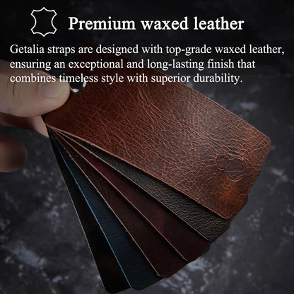 Getalia leather Watch Band Foldover Clasp Retro Oil wax Genuine Leather,18mm 19mm 20mm 21mm 22mm Quick Release Replacement Watch Straps for Men and Women (Wine Red Width-20mm)