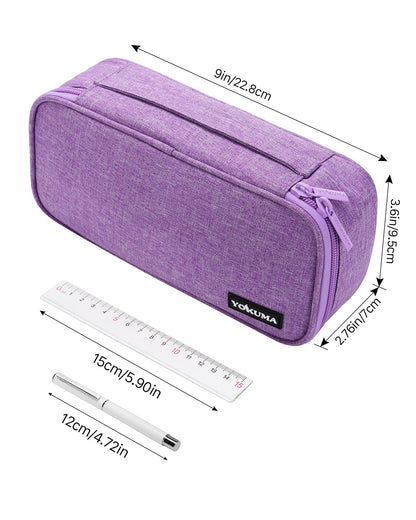 YOKUMA Pencil Case for Girls,Large Capacity Pencil Pouch,Zipper Pencil Box,Aesthetic Design for School Office Supplies Student Teen College Adults, Travel Essentials,Electronic Cable Organize(Purple)