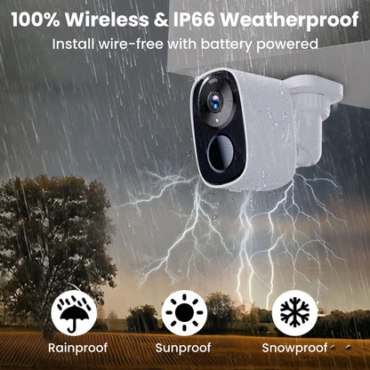 2025 Upgraded 2K Security Cameras Wireless Outdoor, Free Cloud Storage & Local SD Card Support, 1-6 Months Battery Life, Waterproof, 2-Way Talk, AI Motion Detection Spotlight Siren Alarm Camera