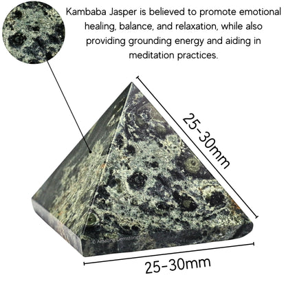 Amazing Gemstone Kambaba Jasper Pyramid Crystal Healing Stones - 1" Great Pyramid Figurine of Natural Stone Pyramid for Meditation, Reiki, Chakra Balancing and Crystal Pyramids Grid