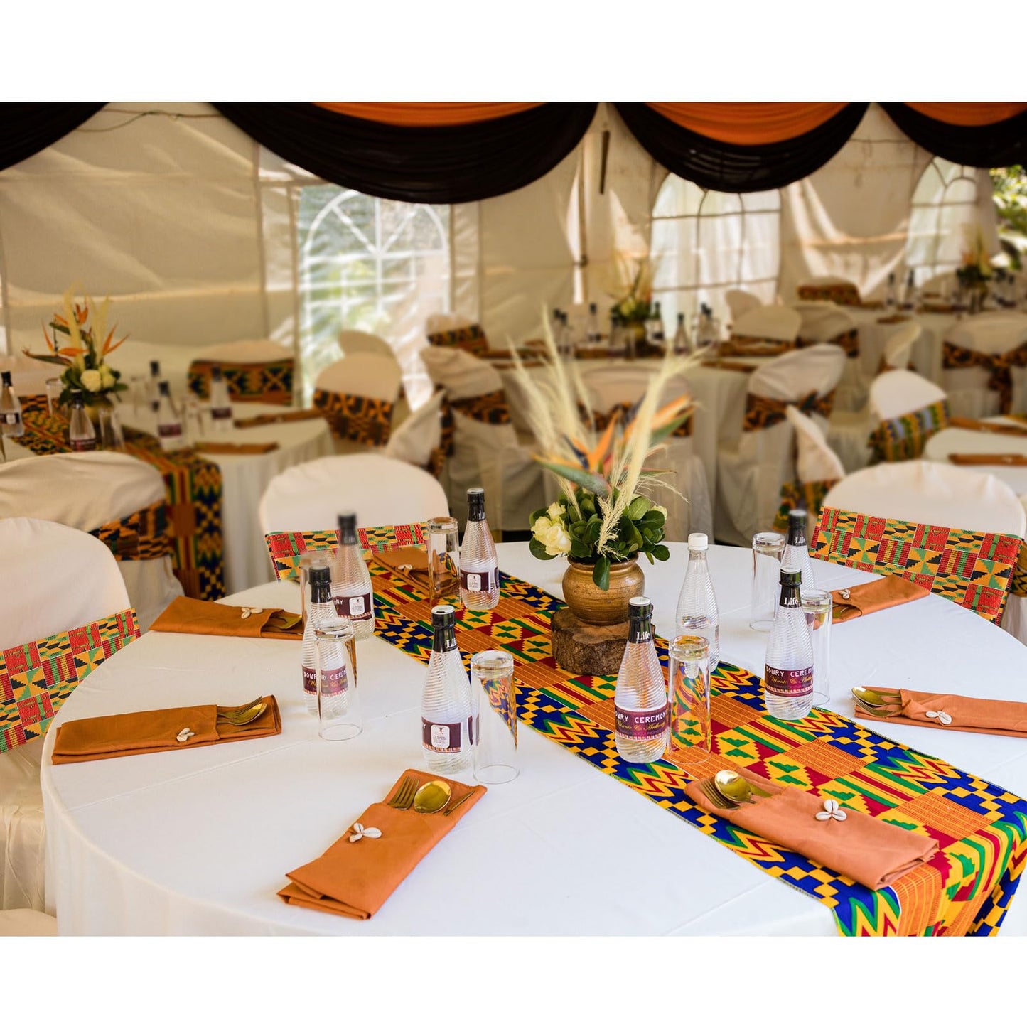Newwiee 24 Pcs African Kente Chair Sashes Spandex African Kente Chair Covers Animal Print Elastic Chairs Sashes Bow Polyester Bands Ties Without Buckle for Animal Safari Theme Party Birthday Decor