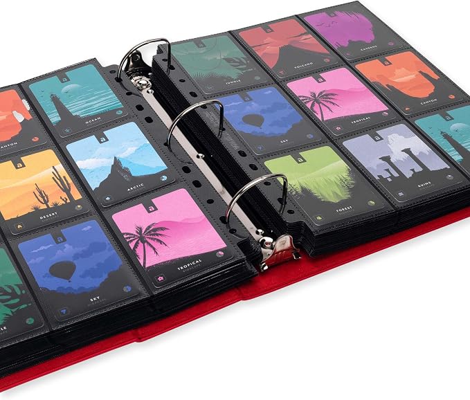 Vault X Large Ring Binder, 900 Cards, fits 9 Pocket Pages, Exo-Tec Material, 3 D-Ring Folder, for Trading Cards (Red)