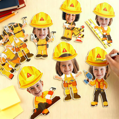 60pcs Construct Theme Cutouts Construction Helmet Bulletin Board Decorations Construct Paper Cut-Outs Classroom Decor for Boy Girl Classroom DIY Craft Photo Kindergarten Preschool Wall Door Supplies