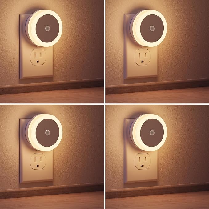 Briignite Night Lights Plug into Wall, [2 Pack], Nightlight with Light sensors, LED Night Light for Kids Room, Baby Night Light, Bathroom NightLights, Stair Lights, Hallway Light, Warm White