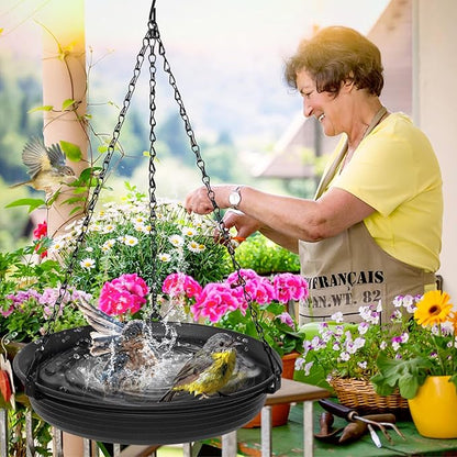 Hanging Bird Bath for Outdoors, Bird Feeder Bowl for Outdside, Birdbath Water Feeder Tray for Backyard Garden Yard Patio Decoration (Black)