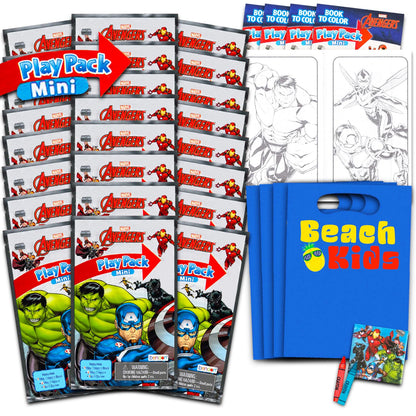 Marvel Avengers Mini Party Favors Set - Bundle with 24 Mini Grab n Go Play Packs with Coloring Pages, Stickers, More | Avengers Birthday Supplies