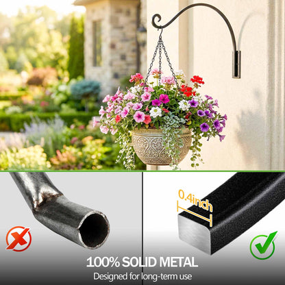 Lifyzoon Heavy Duty Plant Hanger Bracket (16"/Black), 80lbs Weight Capacity - Outdoor Hand-Forged Hanging Plant Bracket Durable and Stable Bird Feeder Hanger