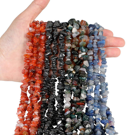 LAIDANLA Indian Agate 400pcs Natural Chip Stone Beads 5-8mm Healing Crystal Irregular Gemstones Drilled DIY Loose Rocks Bead Crystal for Bracelet Earrings Necklace Jewelry Making Crafting